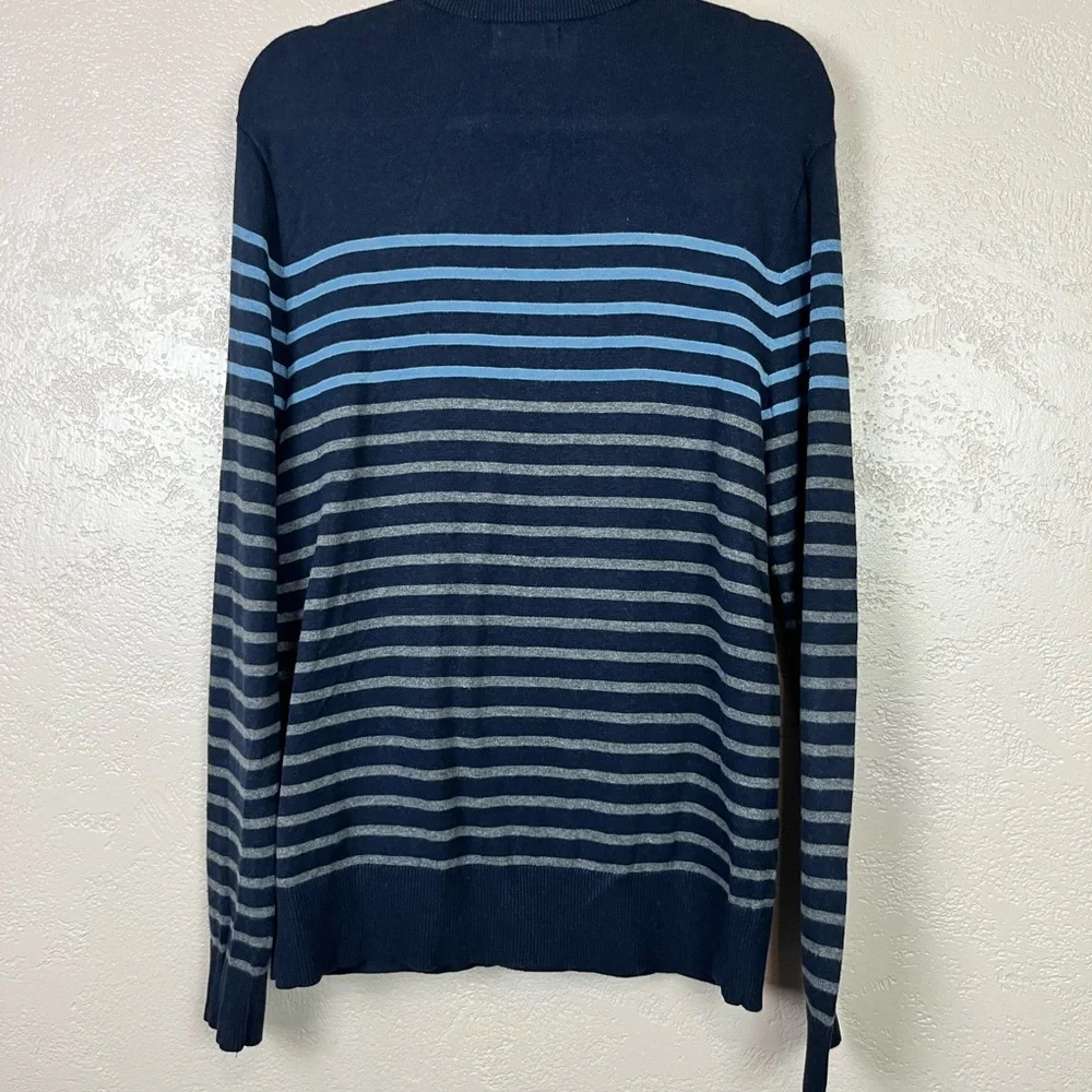 5 for $30 Banana Republic Sz M‎  Striped 1/4 Zip Mock Neck Pullover Sweater Blue